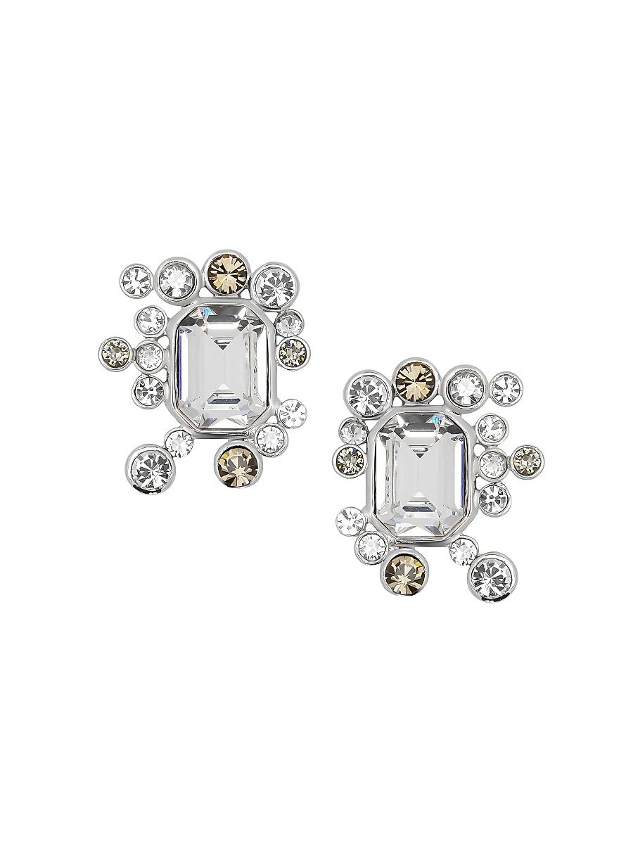 Women's Silvertone & Crystal Stud Earrings - Crystal