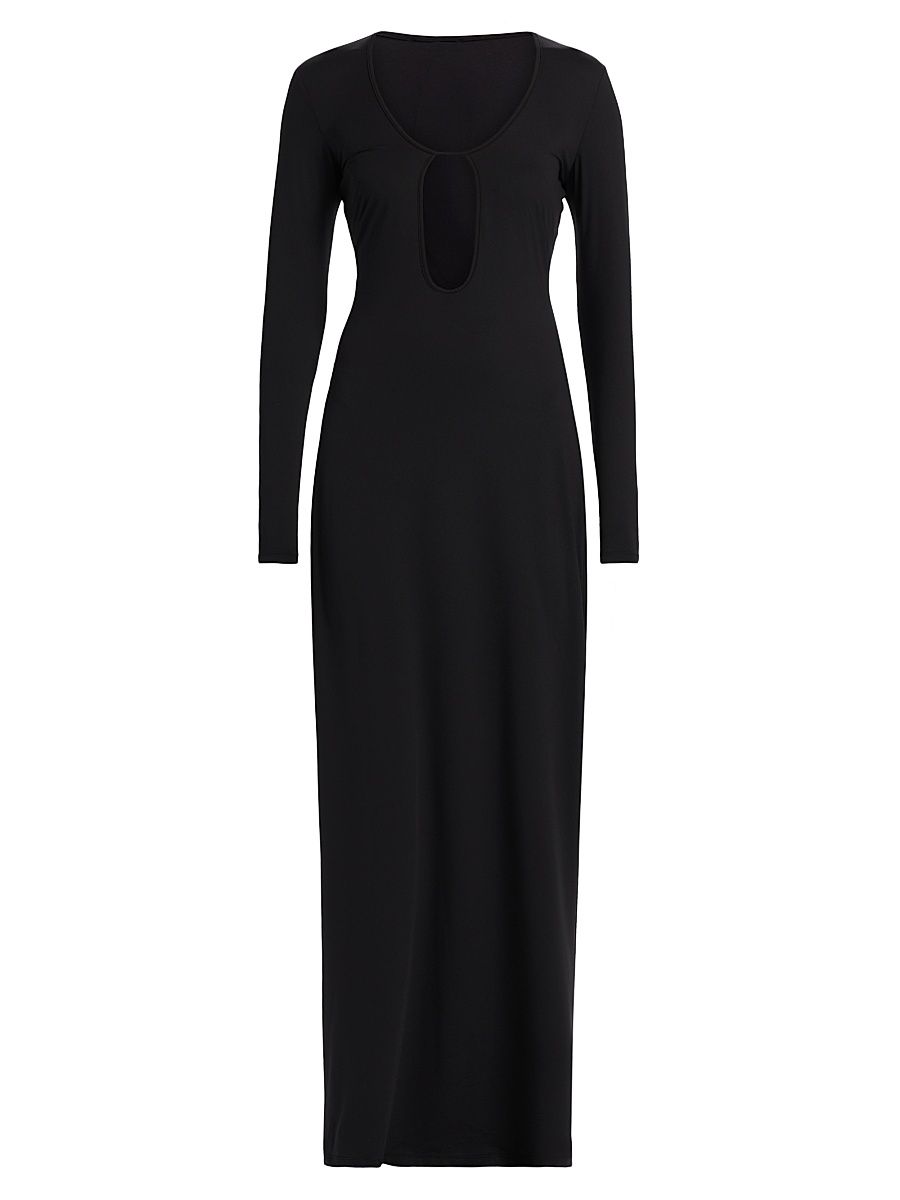 Women's Echauffe Cut-Out Long-Sleeve Gown - Black - Size Large