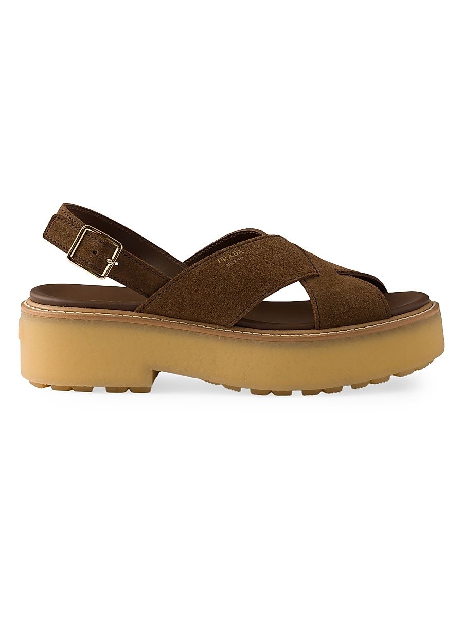 Women's Suede Sandals - Brown - Size 10