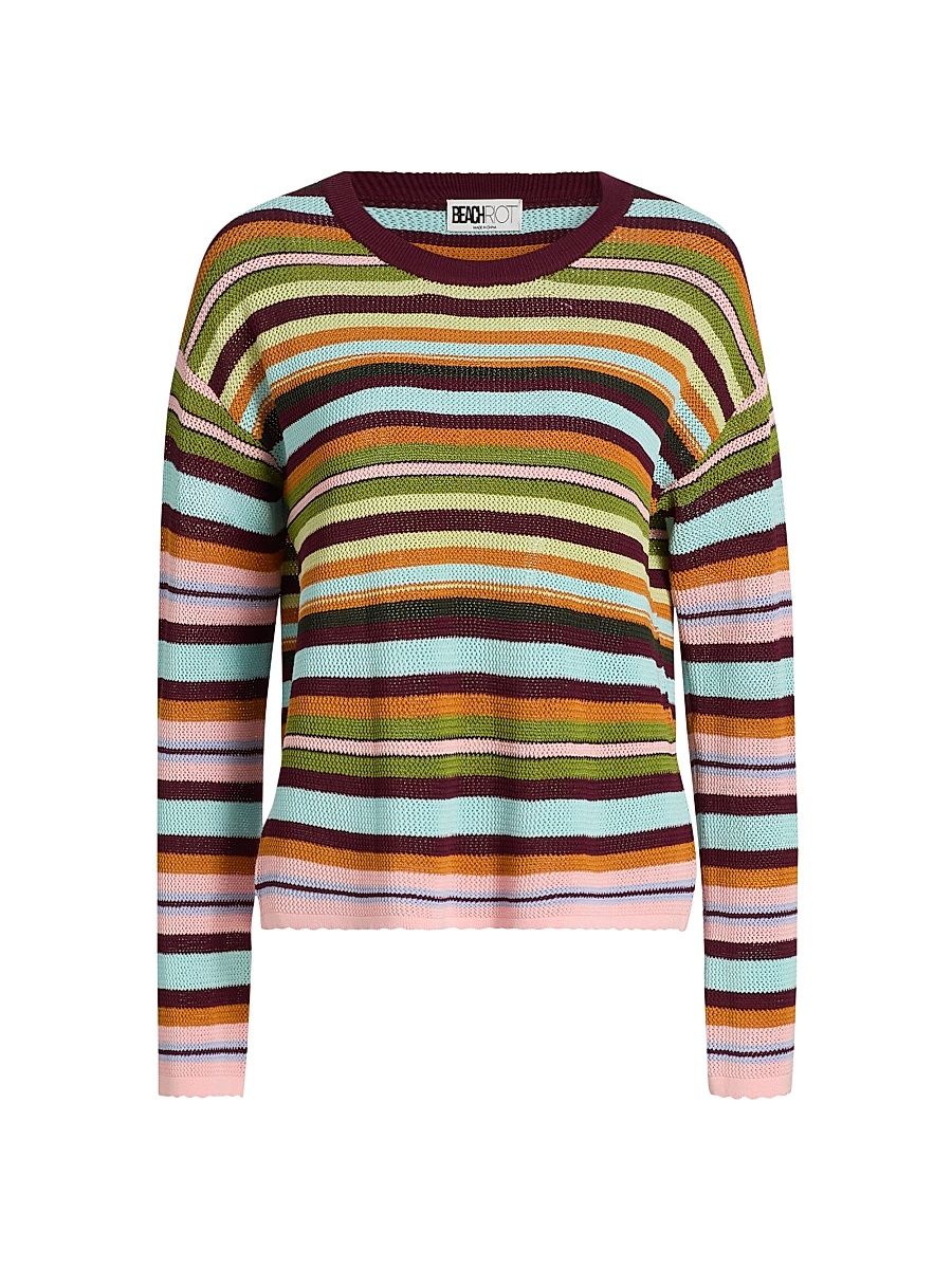 Women's Striped Beach Sweater - Paradise Stripe - Size Large
