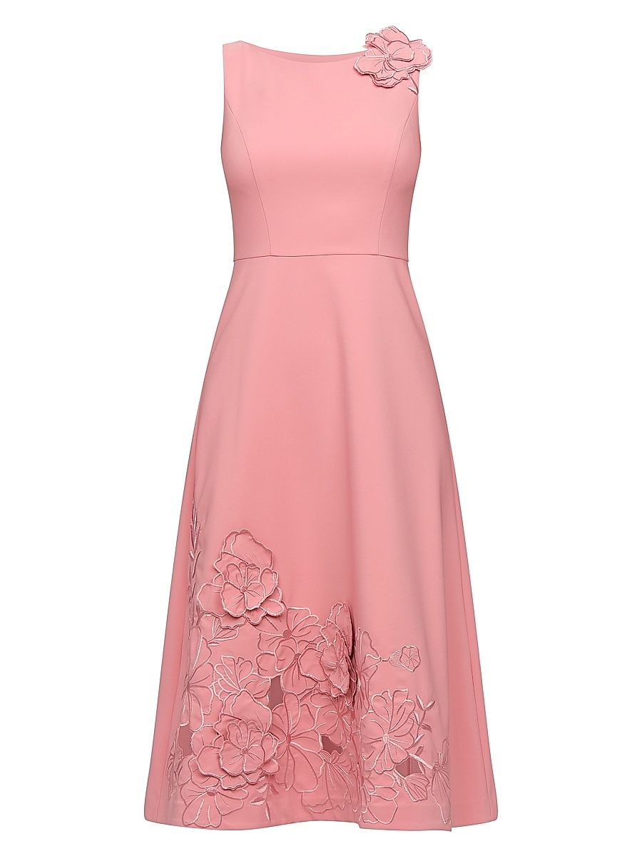 Women's Heidi Floral-Appliqué Midi-Dress - Rose Petal - Size 18