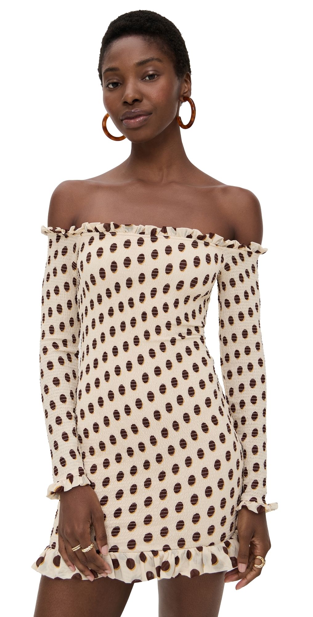 AFRM Peck Dress Gold Halo Dot L