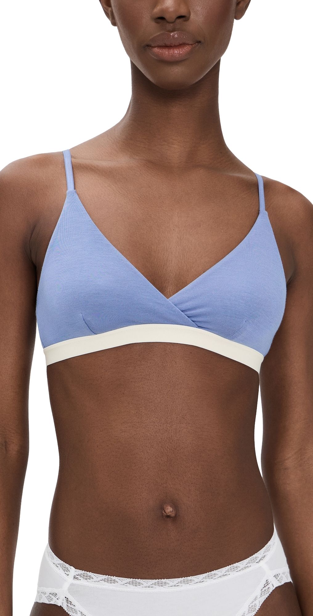 Stripe & Stare The Crossover Bra Denim Blue/Buttercream XS