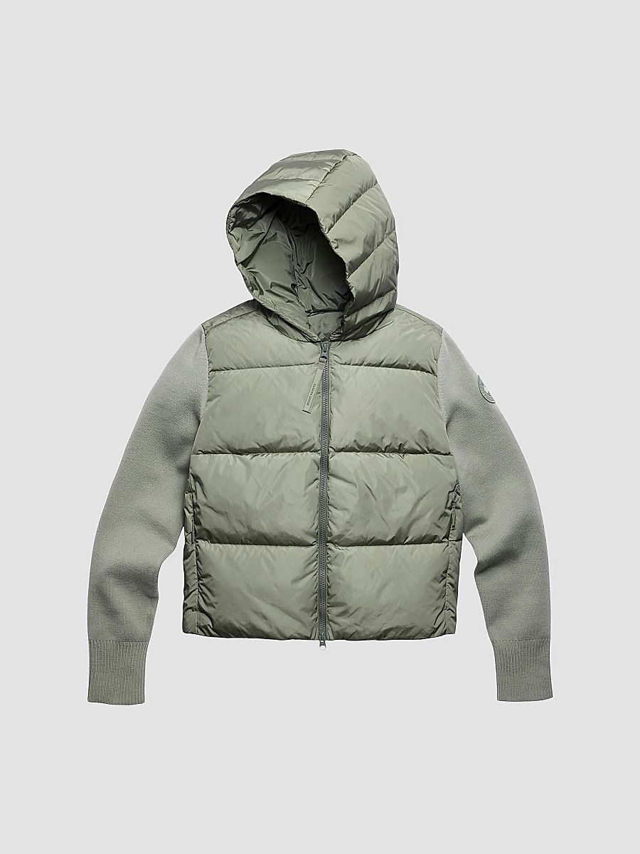 Canada Goose Women's Hybridge Wide Quilt Hooded Puffer Jacket - Sagebrush Armoise - Size Medium
