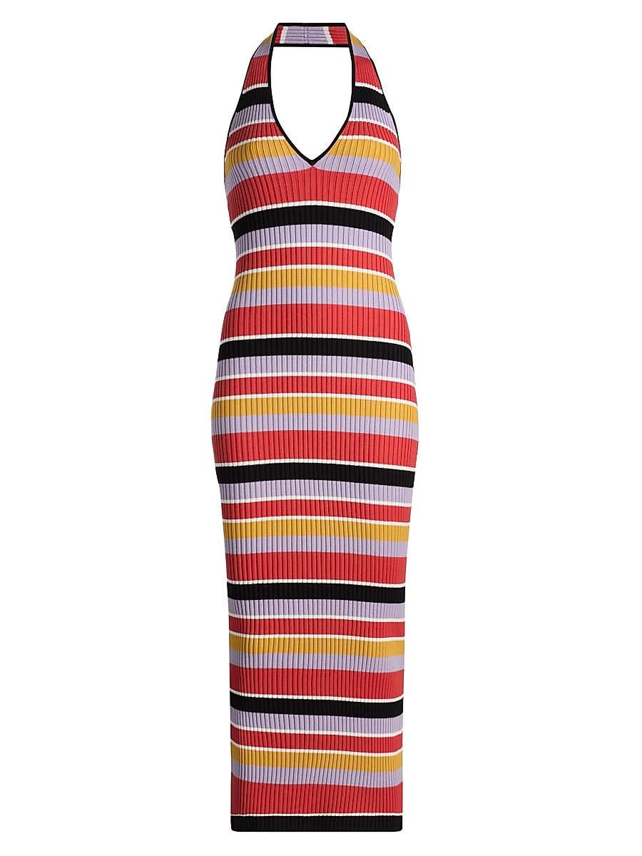 Women's Mikey Striped Rib-Knit Midi-Dress - Tuscan Stripe - Size Medium
