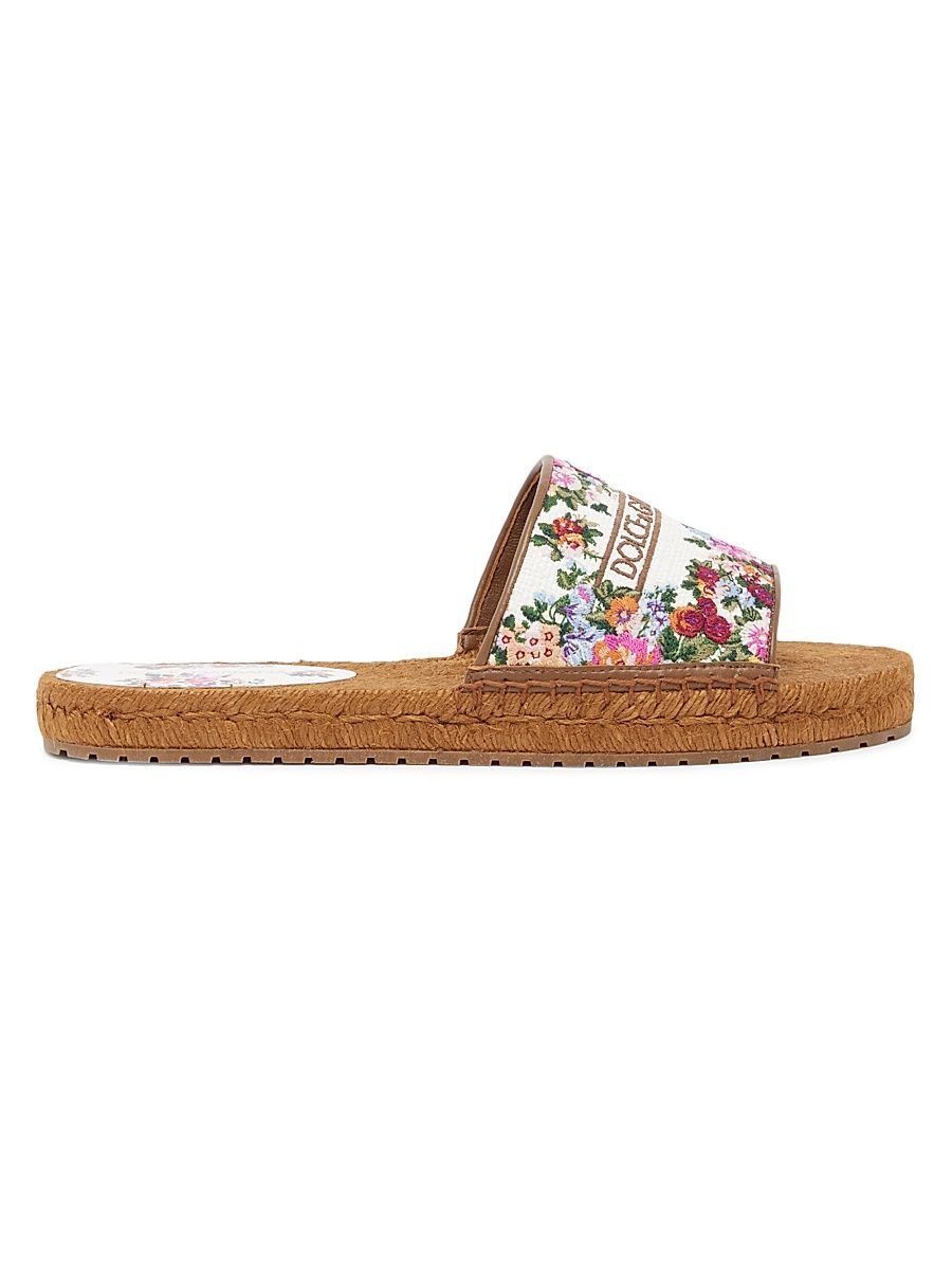 Women's Floral Espadrille Slides - Bianco Multicolor - Size 11 Sandals