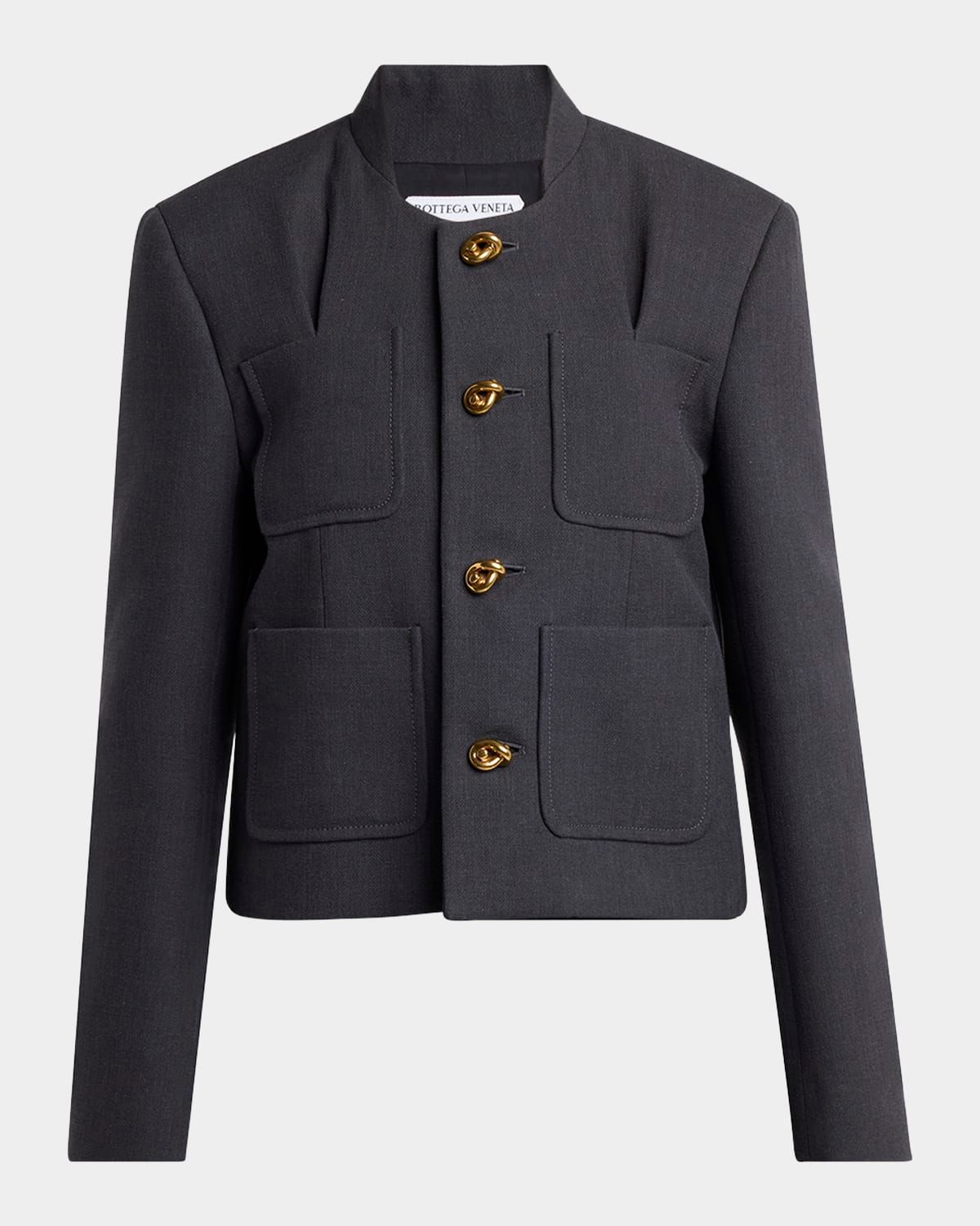 Knot-Button Light Structured Cotton Jacket