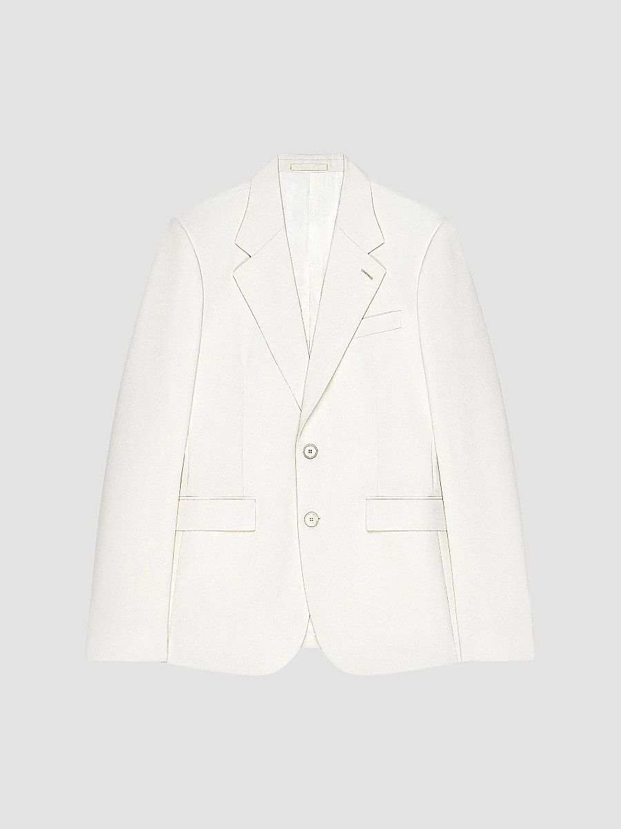 Givenchy Men's Single-Breasted Fitted Jacket in Wool and Mohair - Ivory - Size 44