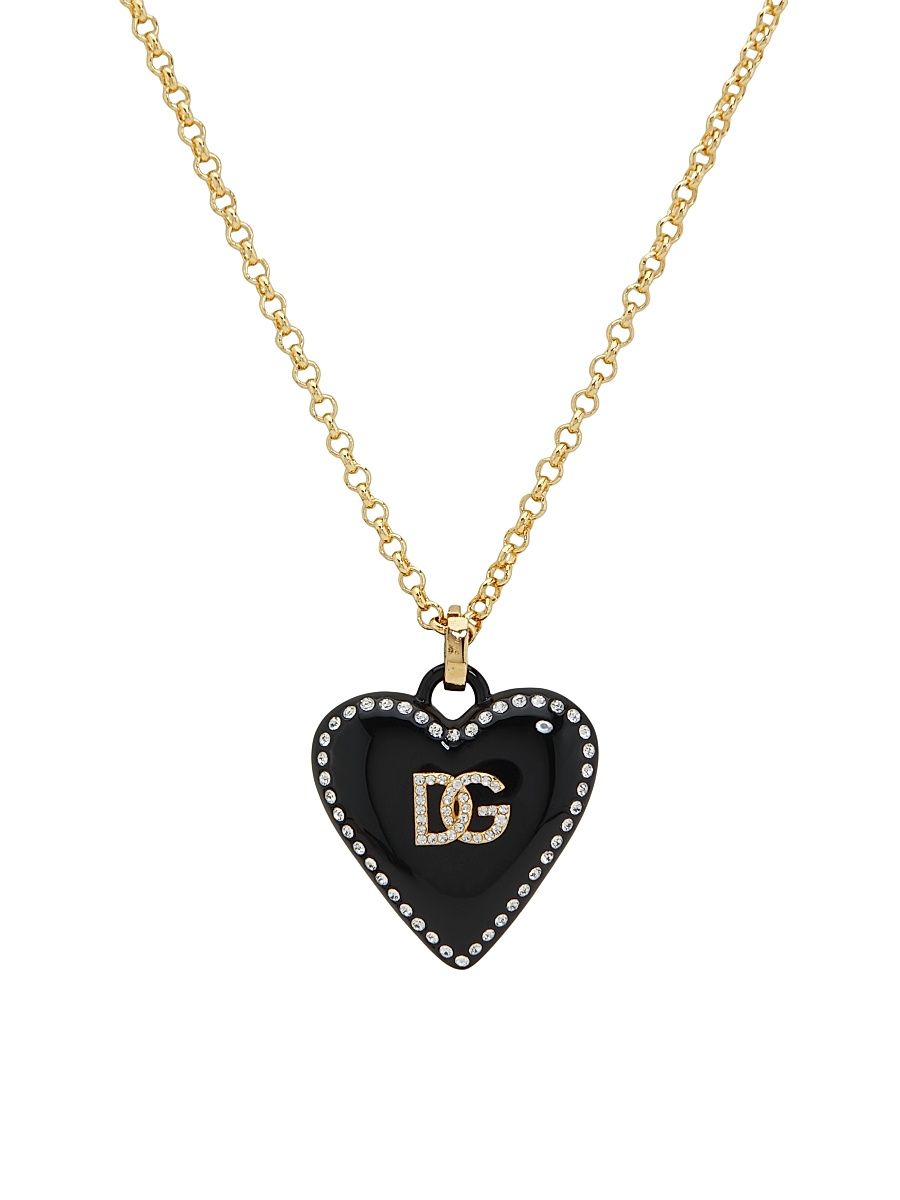 Women's Goldtone & Glass Crystal Monogram Heart Pendant Necklace - Gold