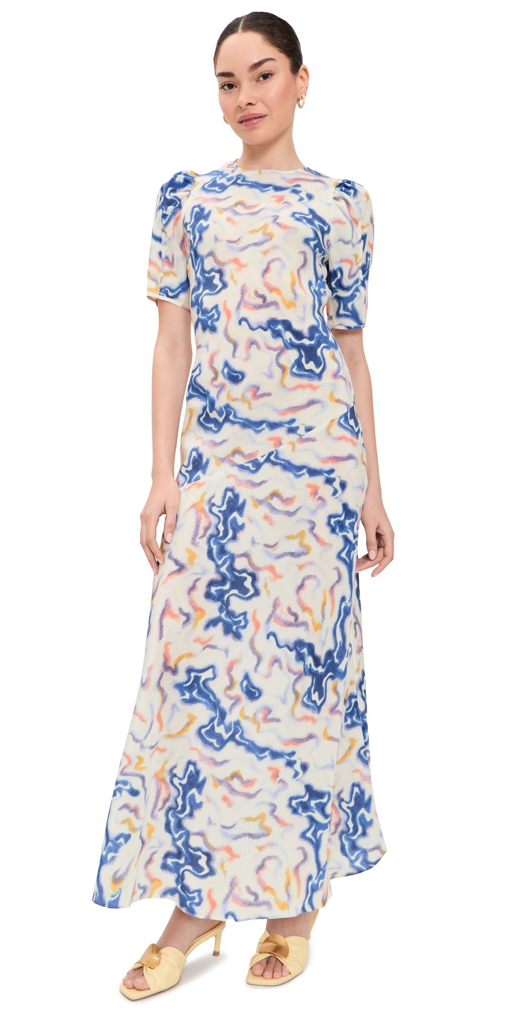 Ulla Johnson Samar Short Sleeve Silk Dress Prism 2