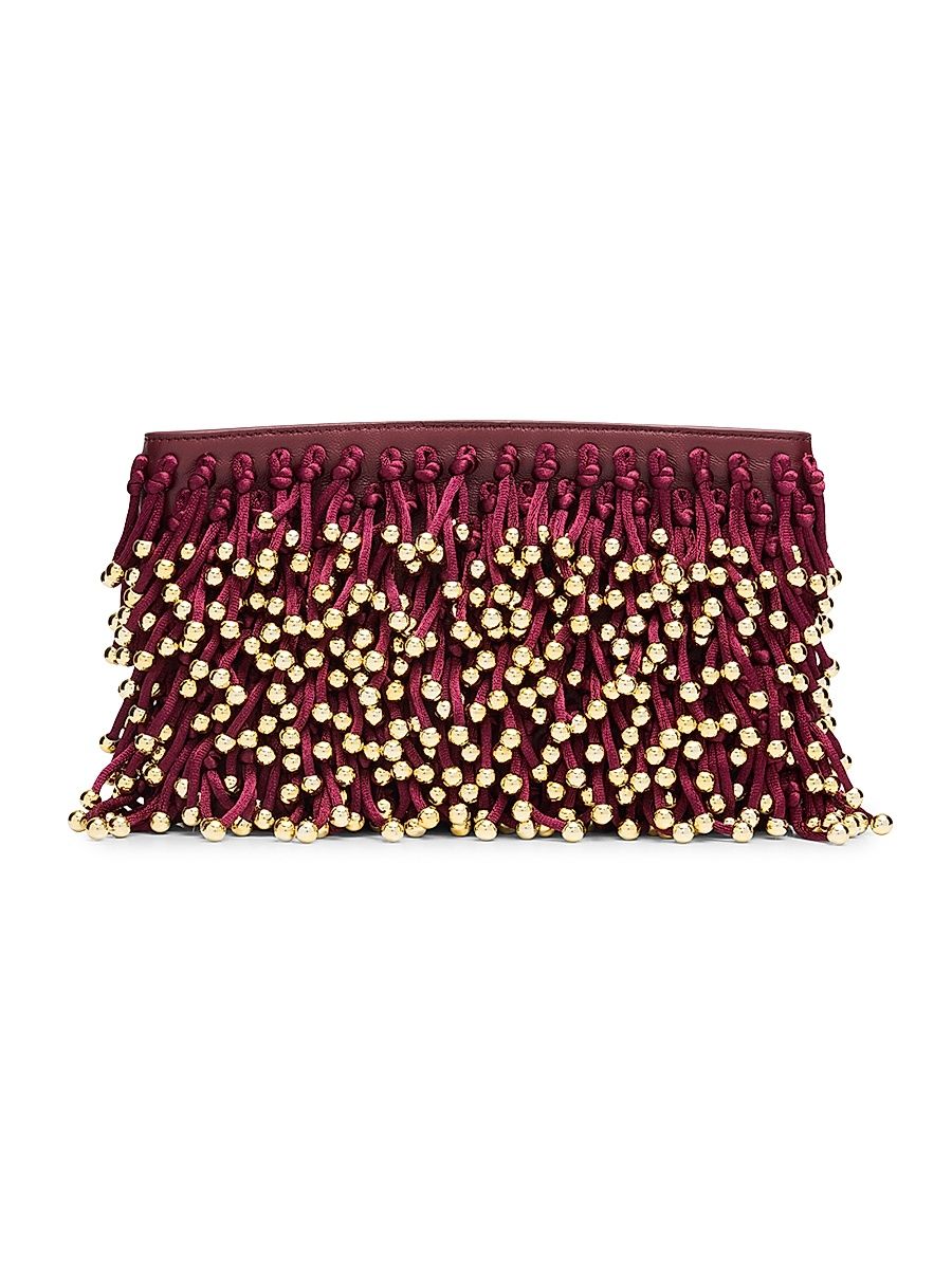 Women's Reese Beaded Fringe Clutch - Cranberry