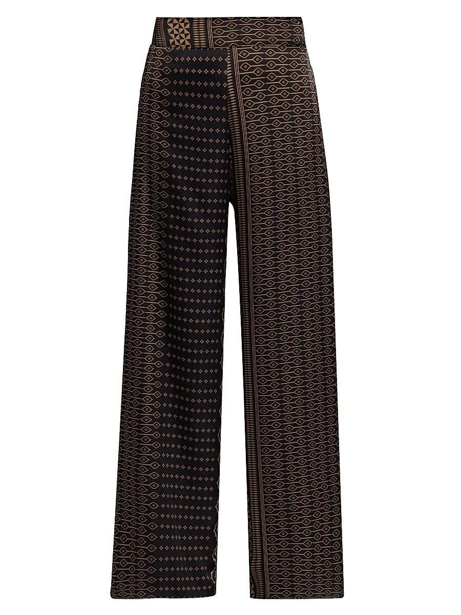 Women's Izzie Geometric-Print Wide-Leg Pants - Noir Geometry - Size XS