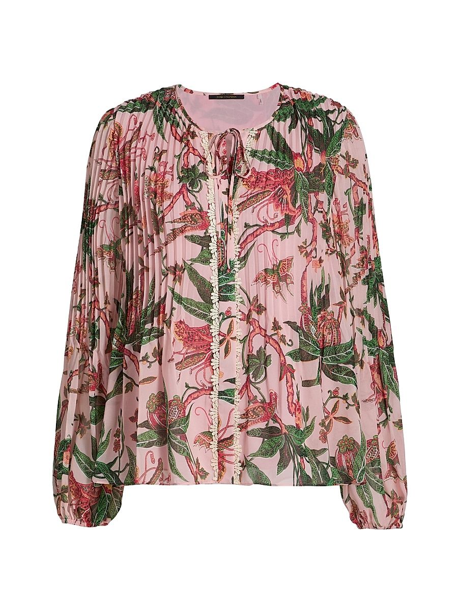 Women's Helen Pleated Floral Blouse - Peony Multi - Size XL