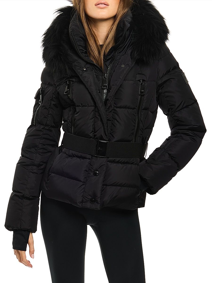Women's Decade Shearling-Trim Down Jacket - Black Black - Size Large