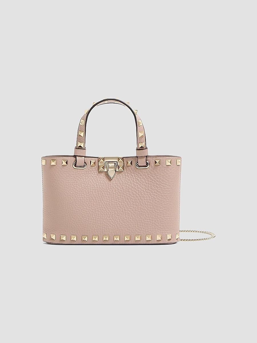 Valentino Women's Mini Rockstud Shopping Bag in Grainy Calfskin - Poudre