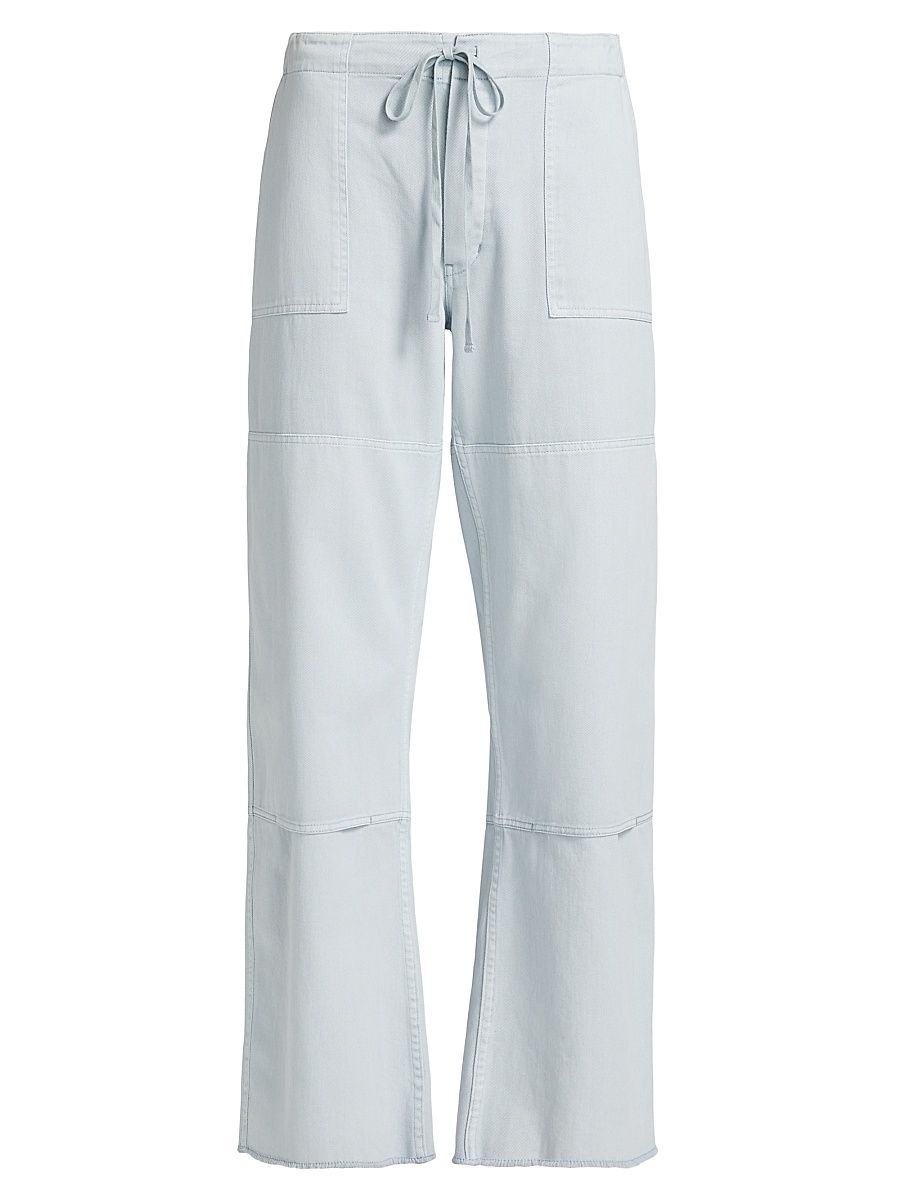 Women's Beach Cotton Drawstring Pants - Light Blue - Size 31
