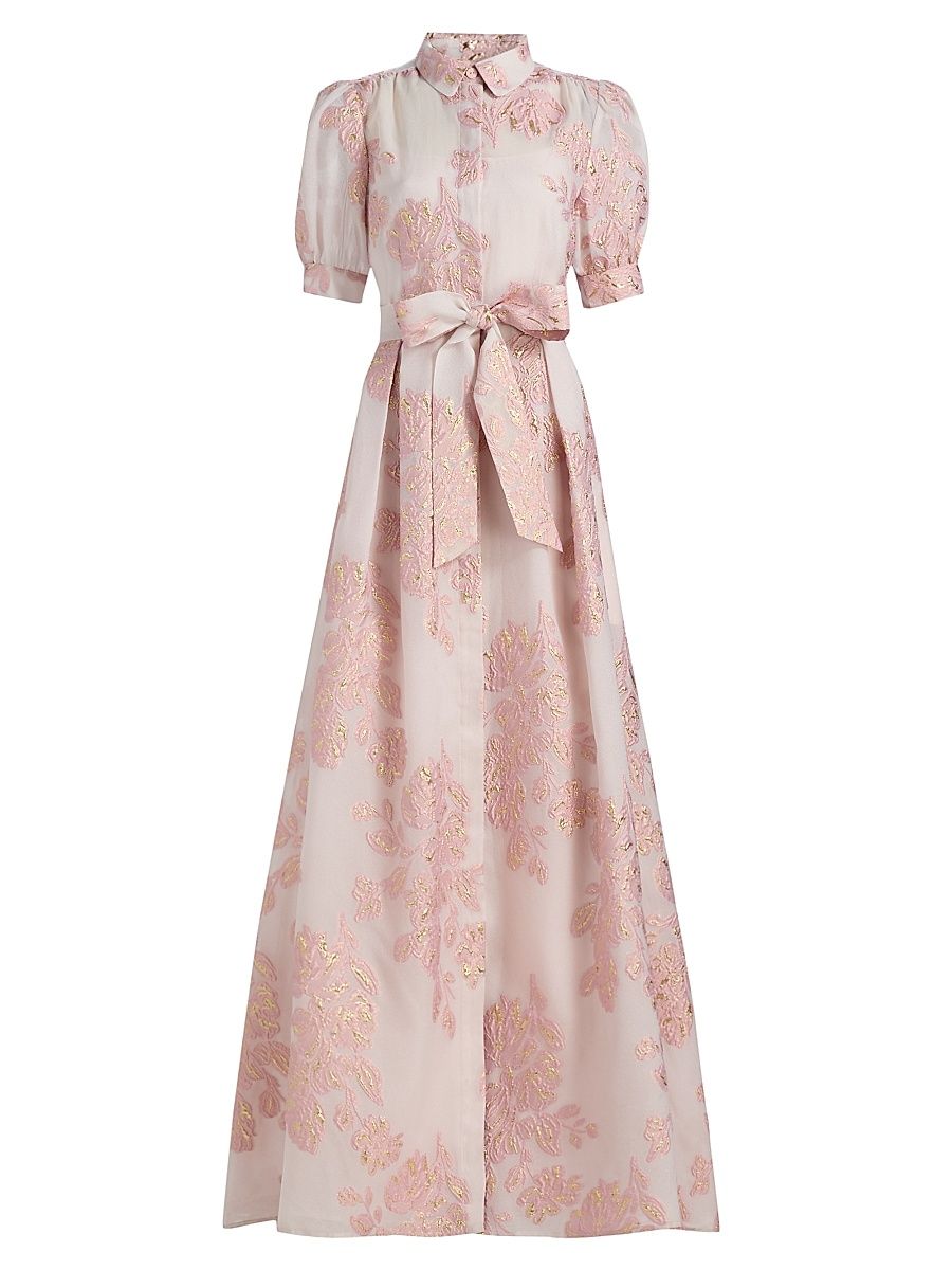 Women's Brocade Shirtwaist Gown - Blush - Size 16
