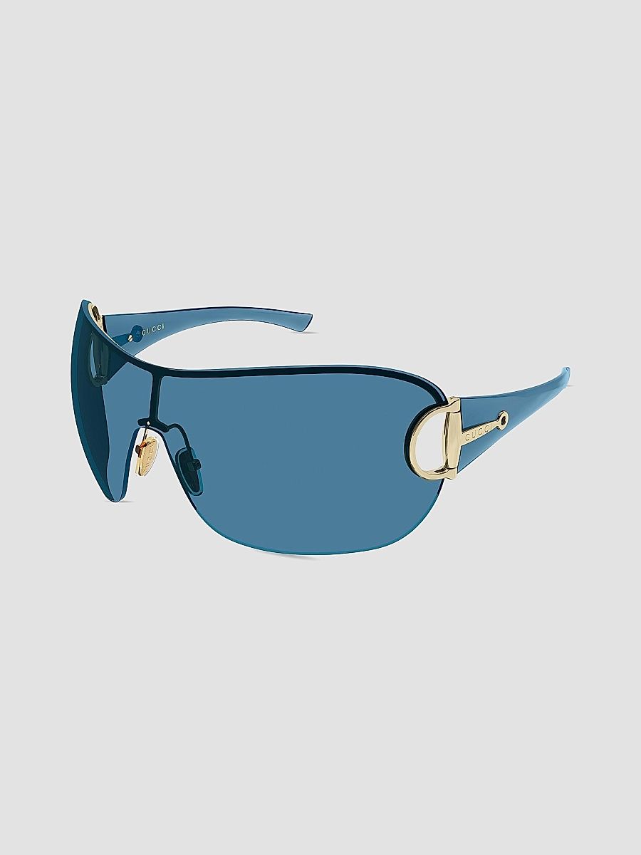 Gucci Men's Rimless Mask Sunglasses - Gold Blue