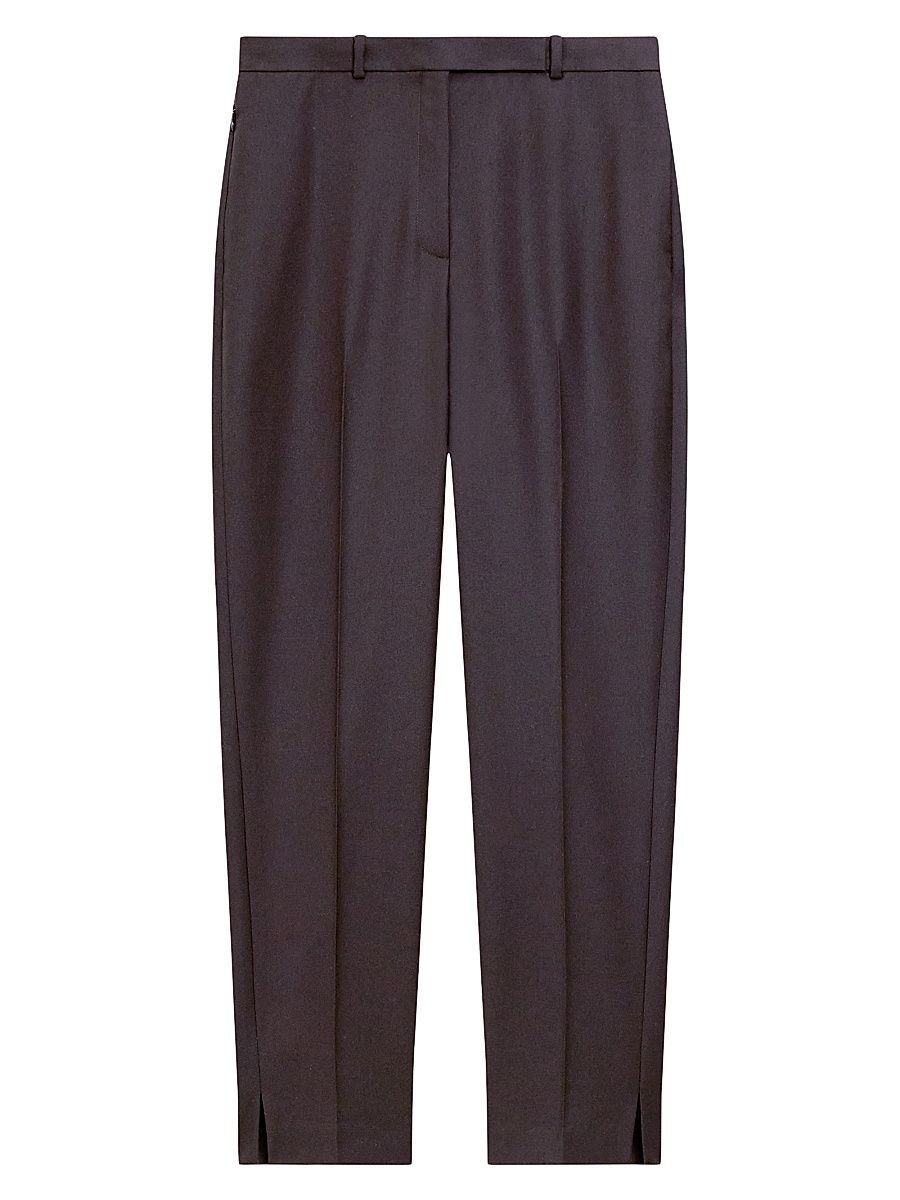 Women's Wool High-Waisted Tapered Pants - Cacao - Size 6