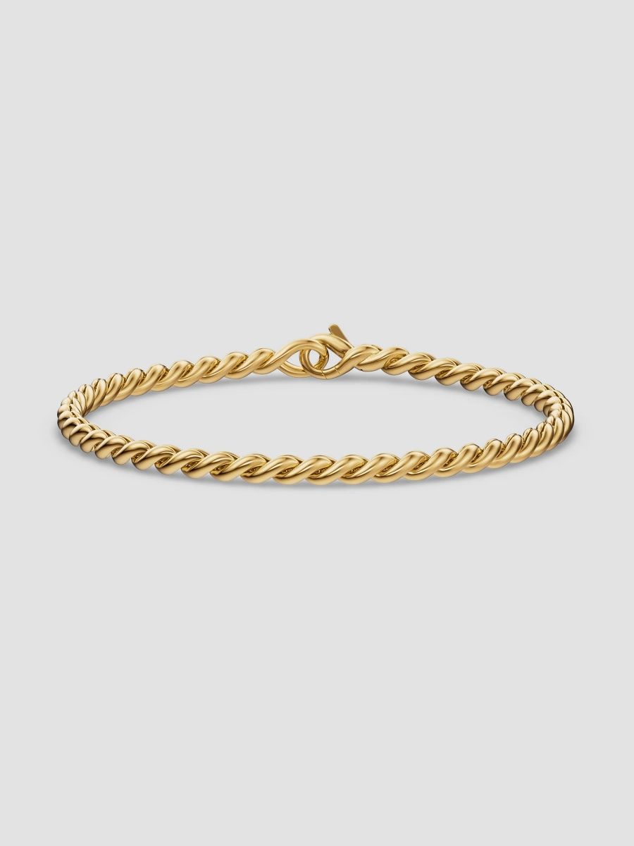 David Yurman Men's Sculpted Cable Chain Bracelet in 18K Yellow Gold, 3.7MM - Gold - Size XL