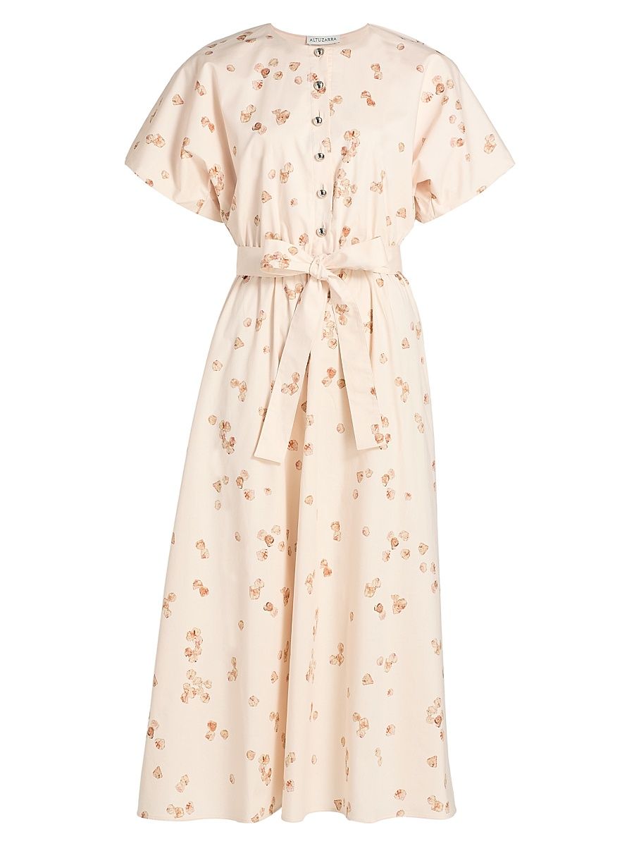 Women's Paulina Floral Belted Midi-Dress - Pale Blushao Petals - Size 14
