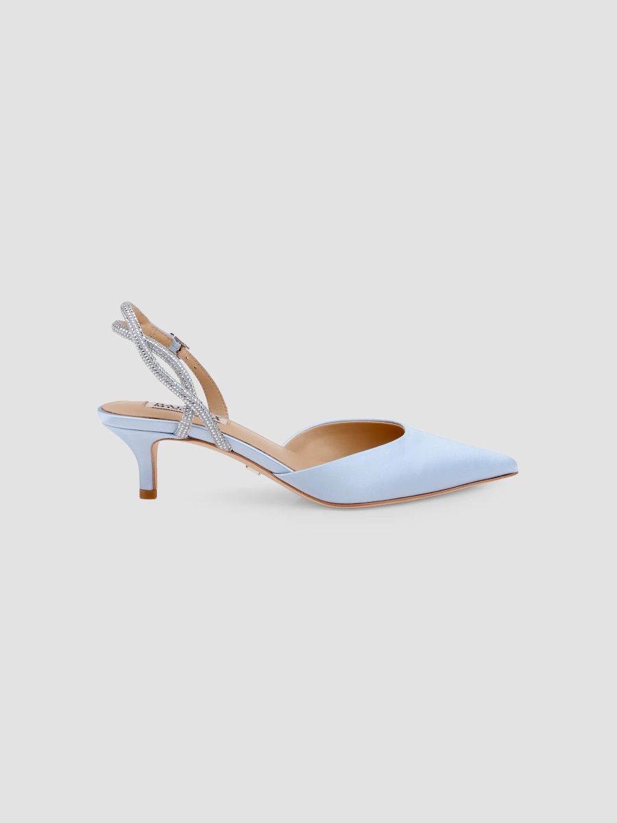 Badgley Mischka Women's Yulianna 45MM Satin Slingback Pumps - Blue Satin - Size 11