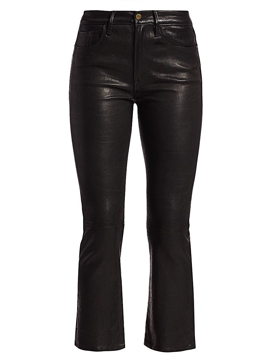 Women's Le Crop High-Rise Mini Bootcut Leather Pants - Washed Black - Size 32