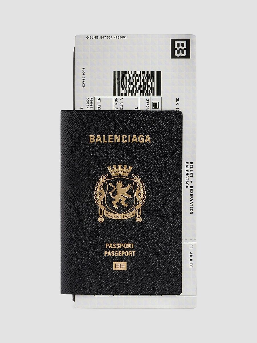 Balenciaga Men's Passport Long Wallet 1 Ticket - Black