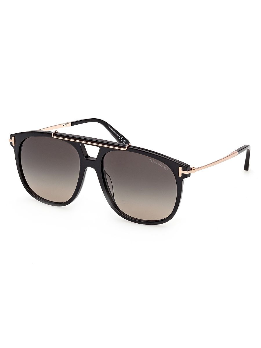 Men's Sam 58MM Pilot Square Sunglasses - Black Rose Gold