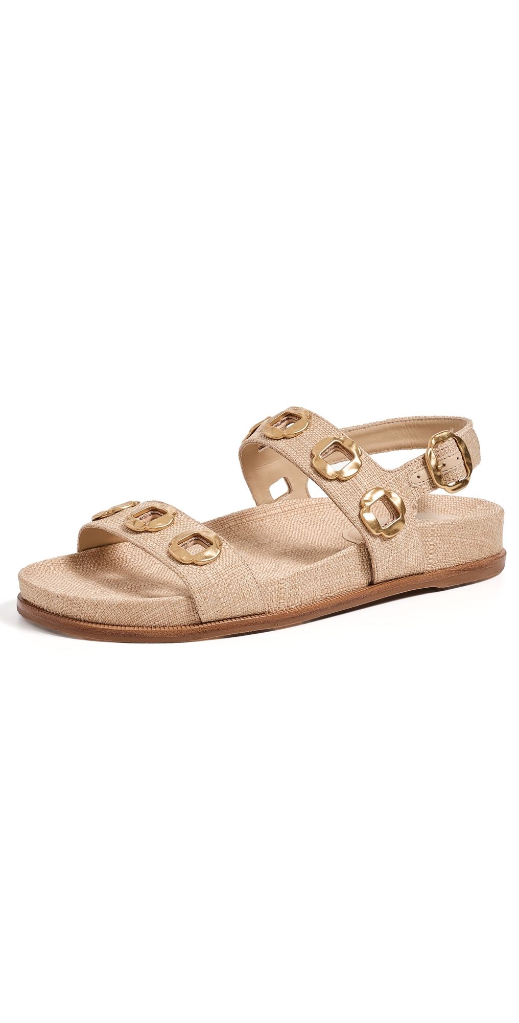 Larroudé Milan Sport Sandals Beige Raffia 7