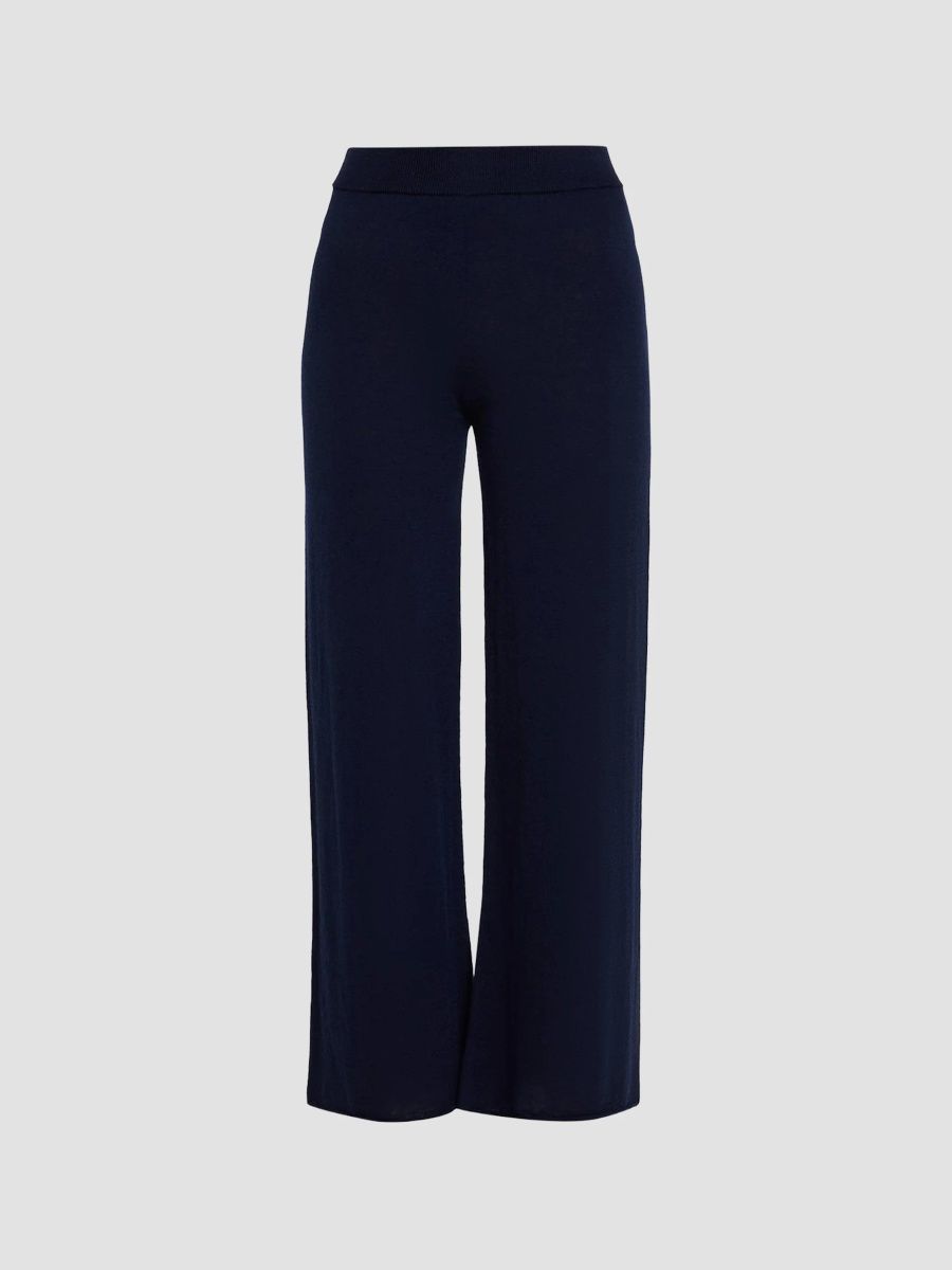 Majestic Filatures Women's Cashmere Wide-Leg Ankle Pants - Marine - Size Large