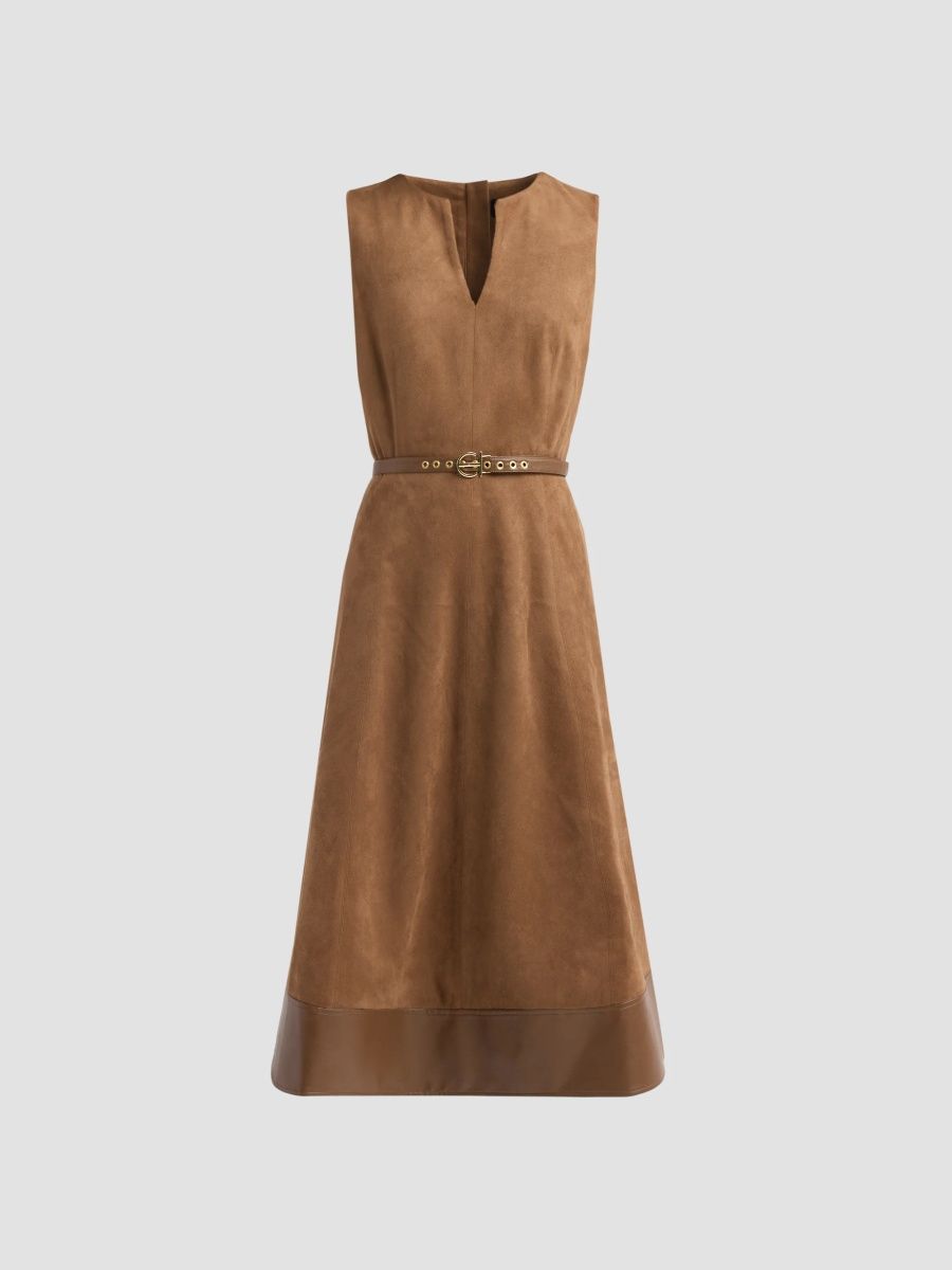 Elie Tahari Women's Paisley Faux-Suede Sleeveless Dress - Dark Sable - Size 2