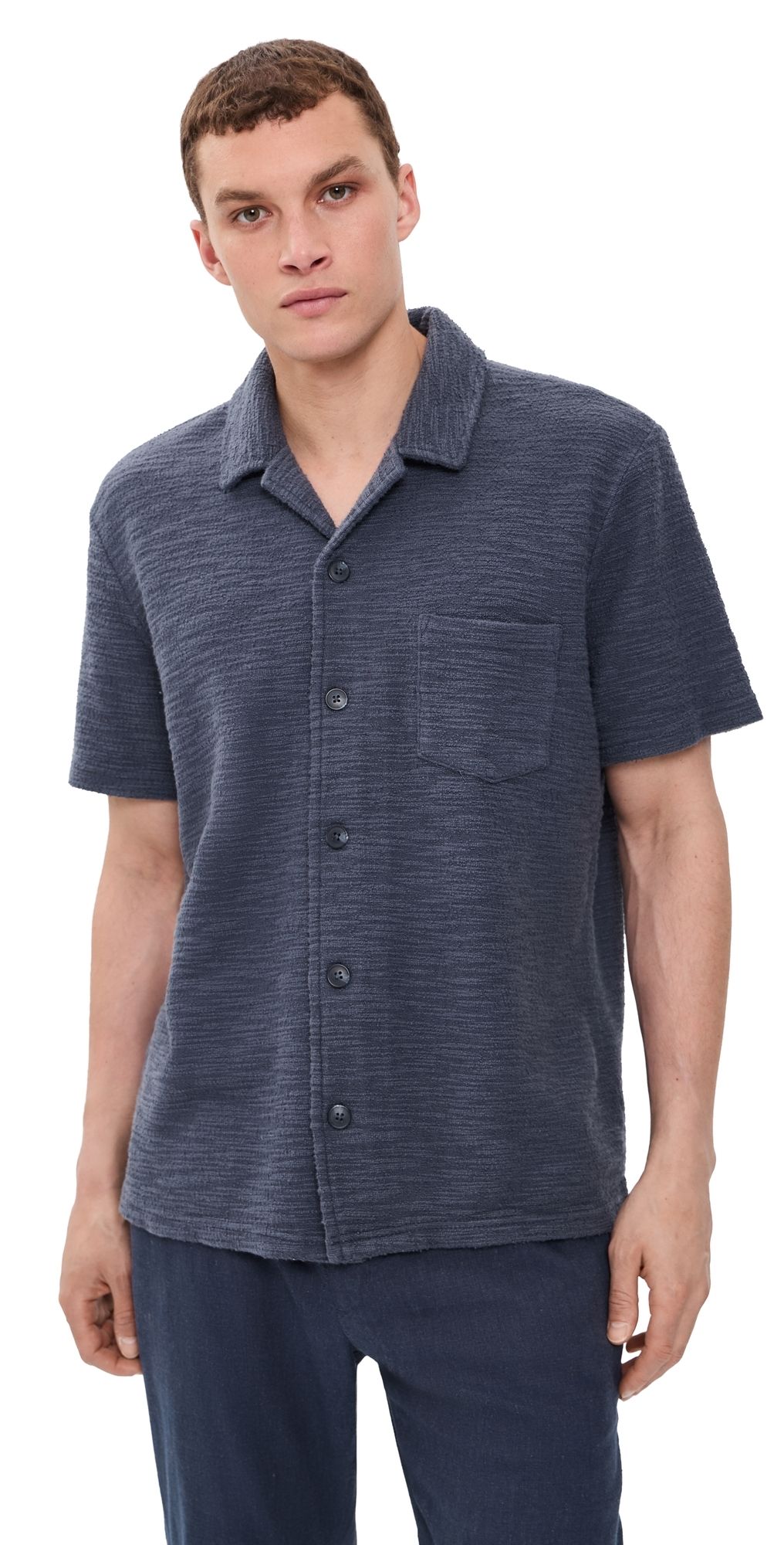 Marine Layer Cam Jacquard Resort Shirt Navy XXL