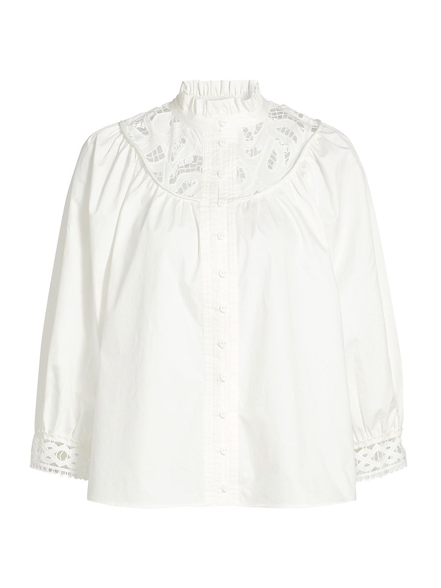 Women's The Rylan Lace Blouse - Sky White - Size Large