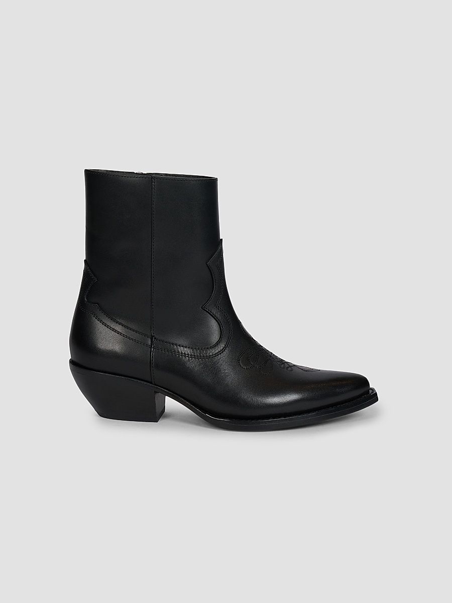 Women's 40MM Western-Style Leather Ankle Boots - Black - Size 11