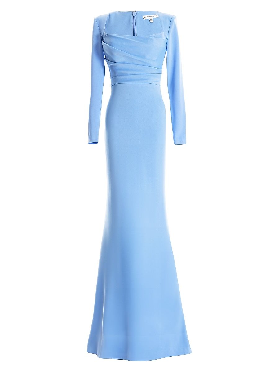 Women's Delores Satin Square Neck Mermaid Gown - Sky - Size XL