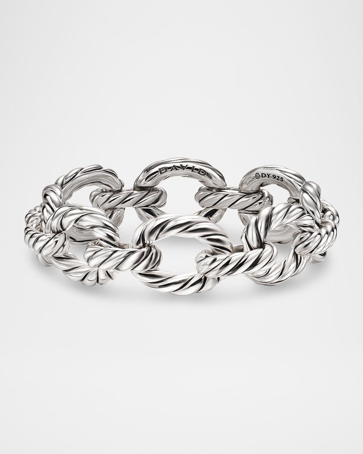 Sculpted Cable Oval Link Bracelet in Silver