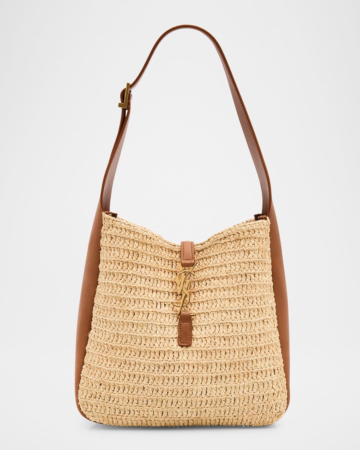 Le 5 A 7 Small Hobo Bag in Raffia and Leather