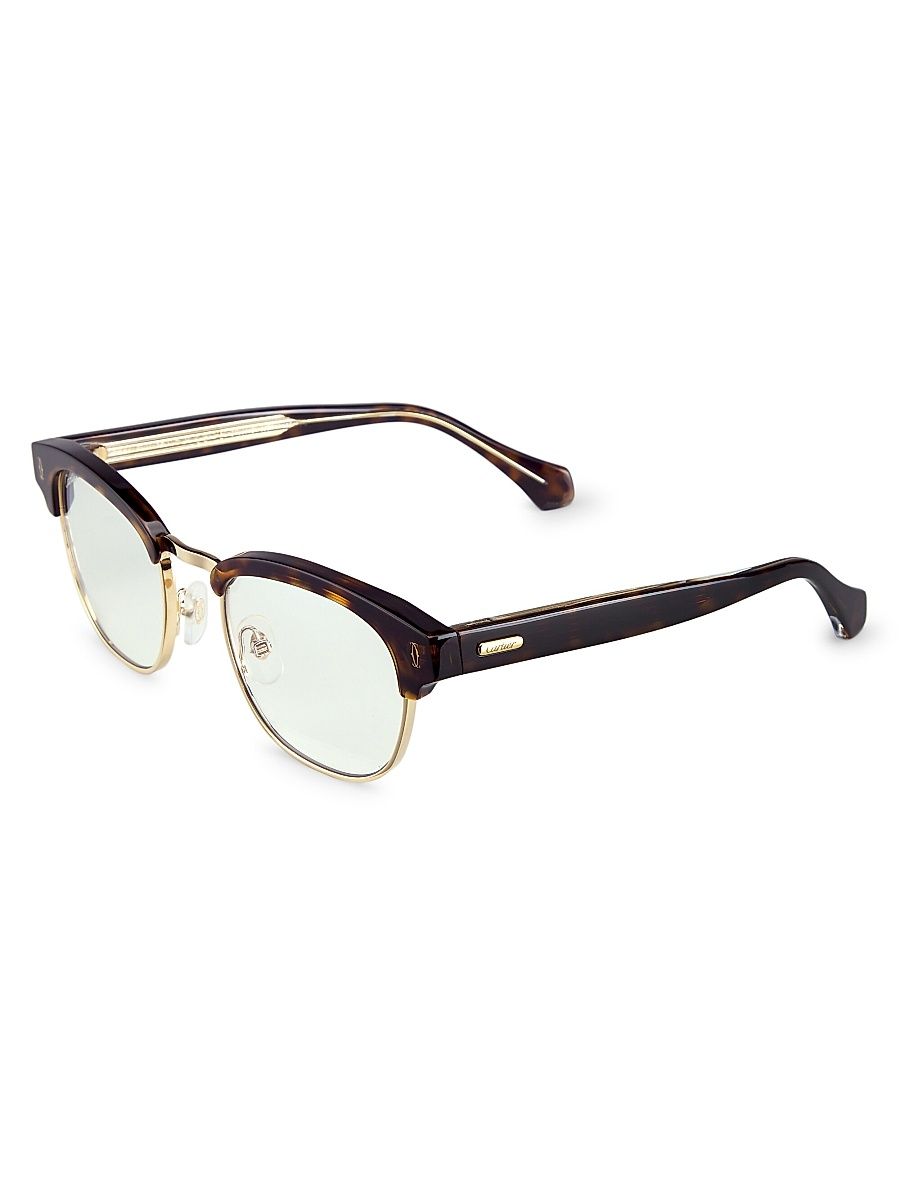 Men's Essentials Signature 52MM Rectangular Blue Block Sunglasses - Havana