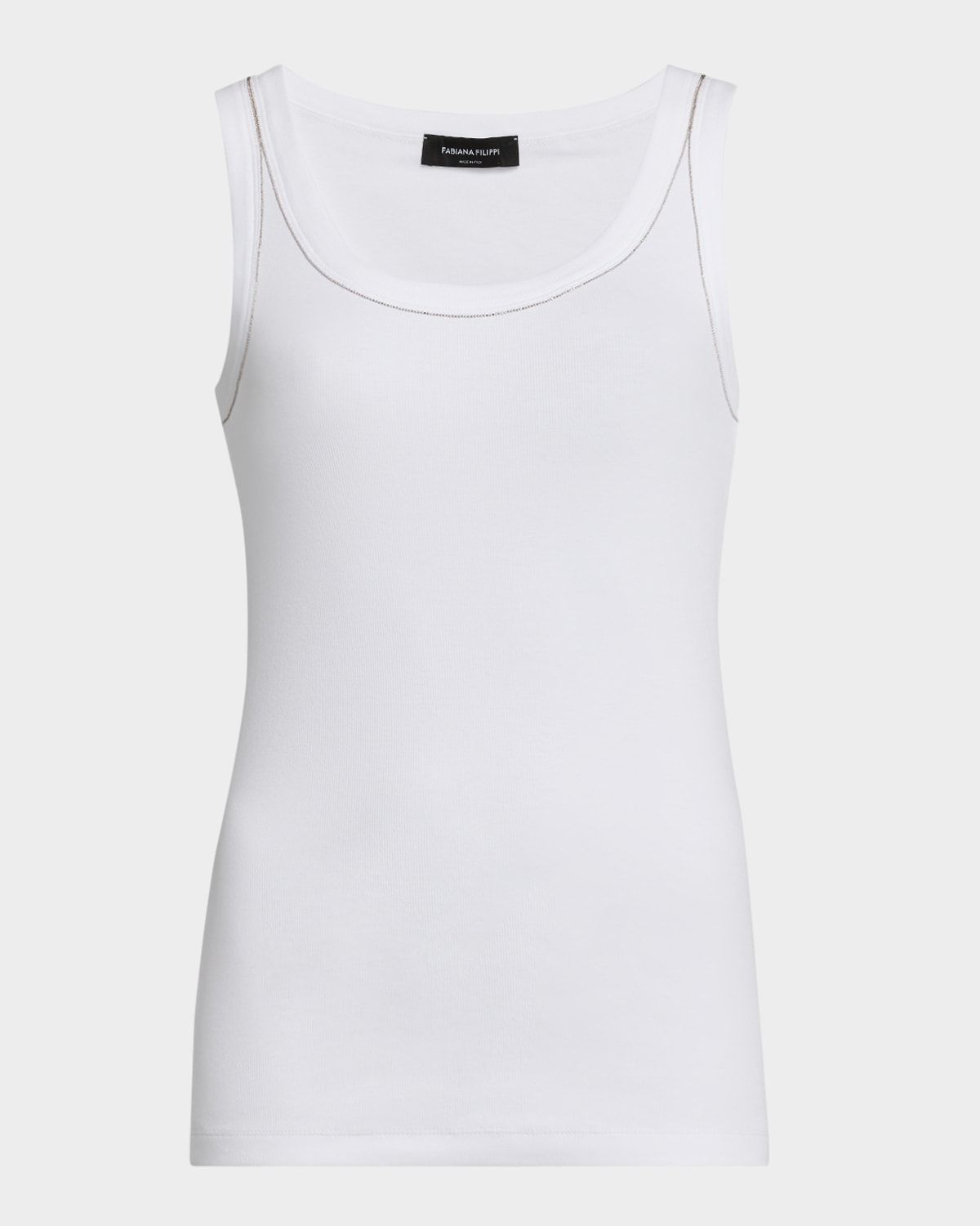 Diamante-Trim Ribbed Jersey Tank