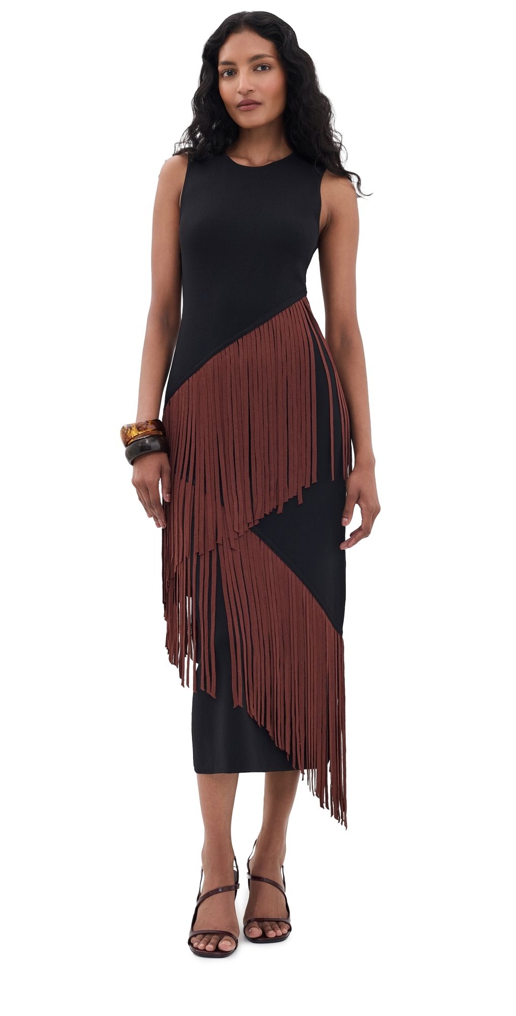 SIMONMILLER Spiral Knit Dress CHOCO BROWN/BLACK COMBO XS