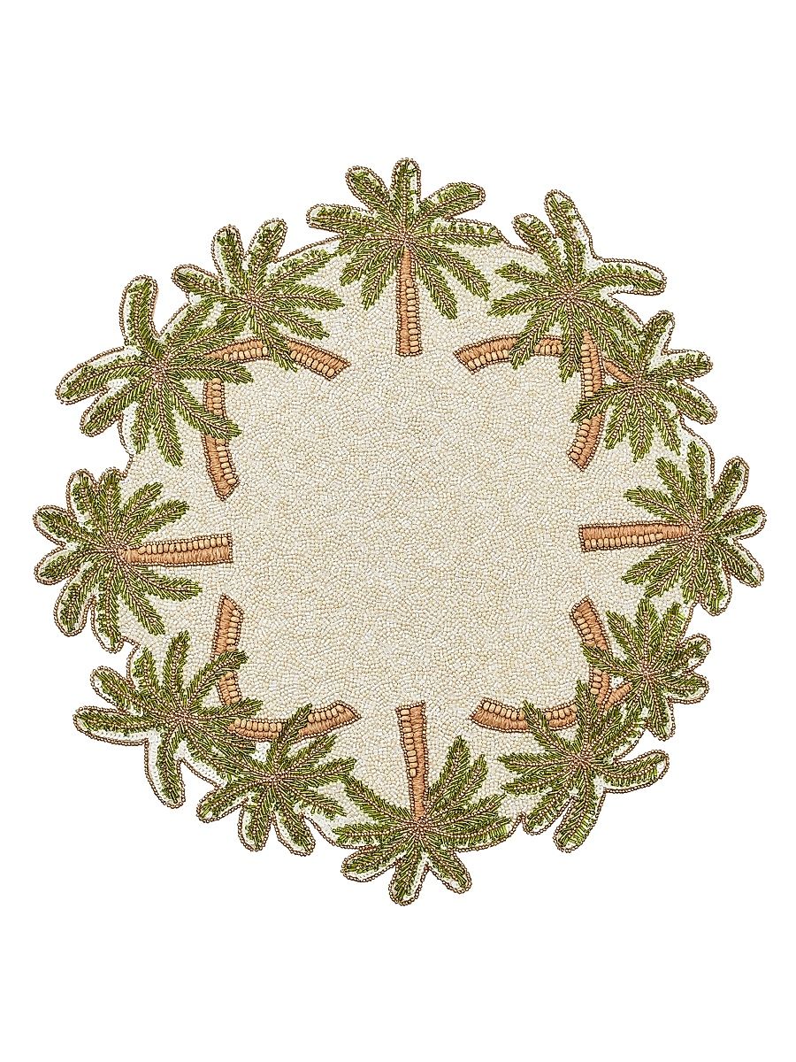 Oasis Beaded Placemat - Ivory Green Gold