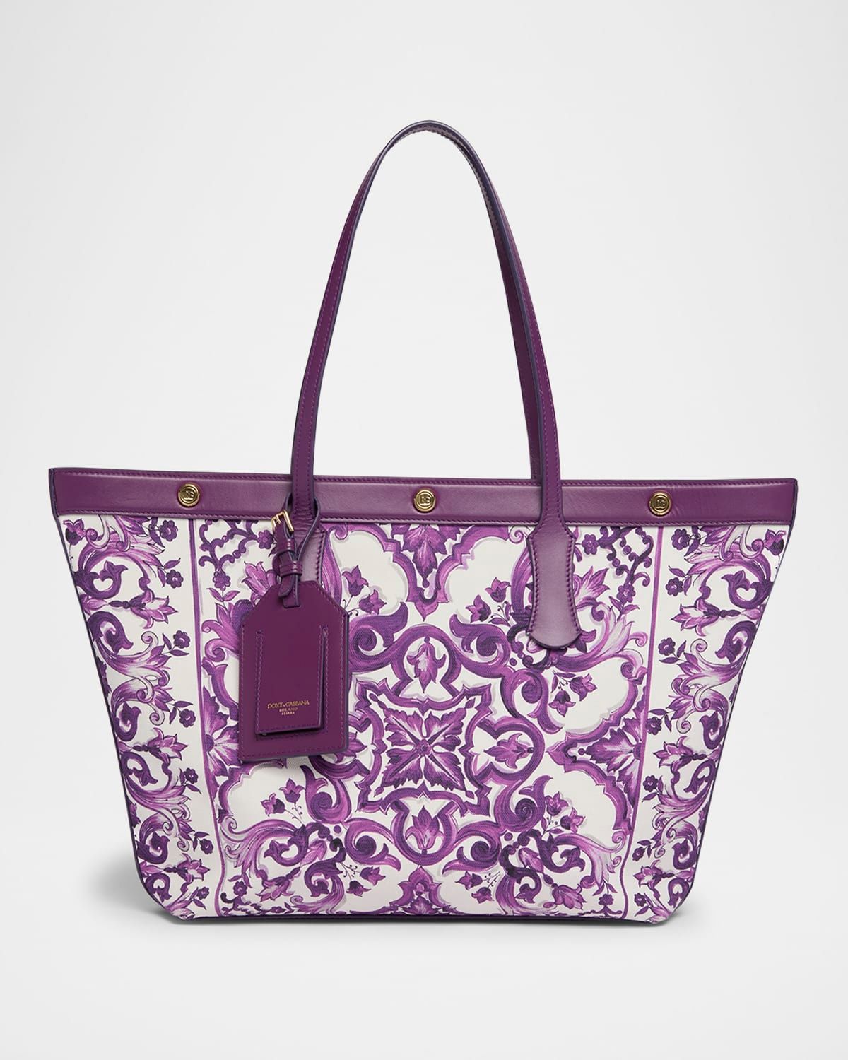 Majolica-Print Canvas Shopping Tote Bag