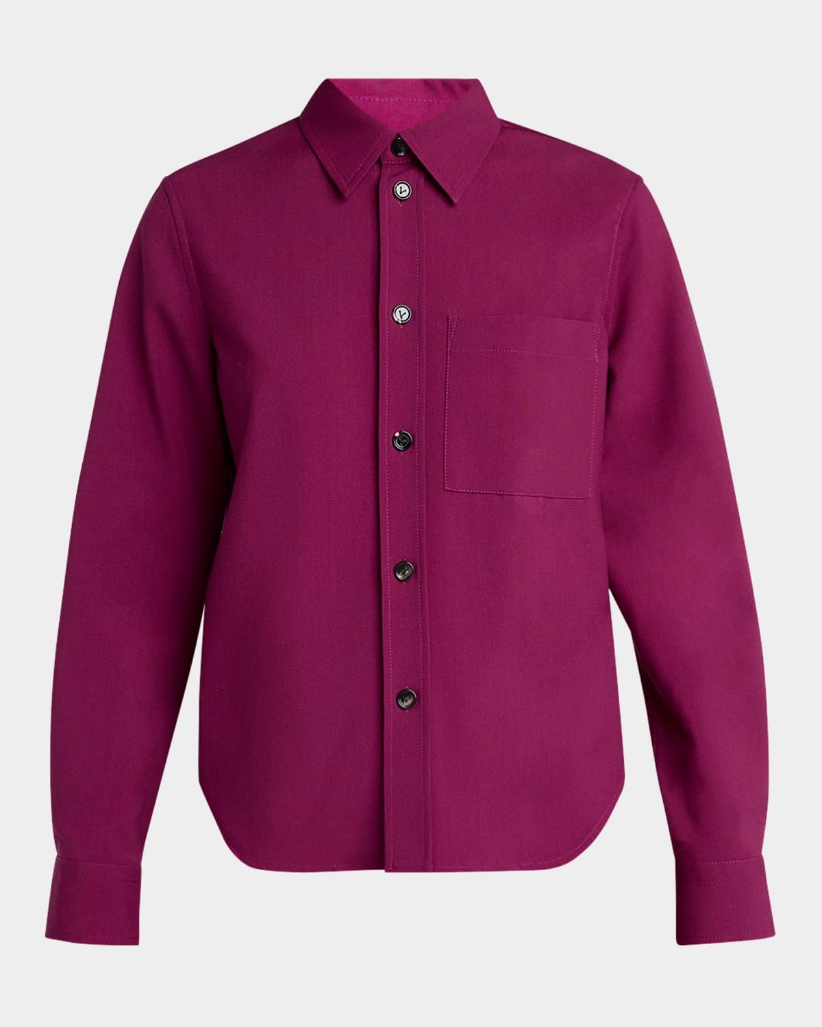 Fine Viscose Silk Twill Button-Down Shirt