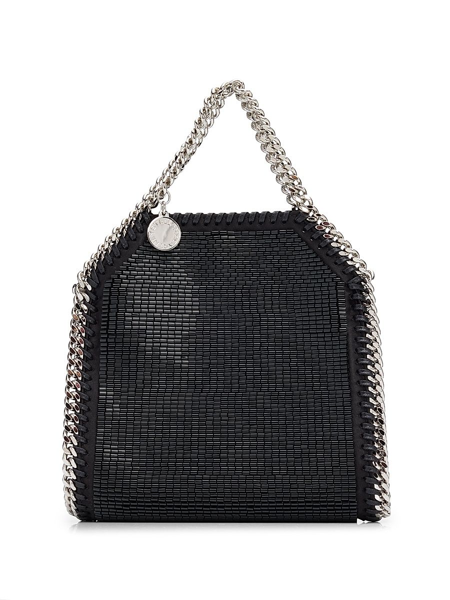 Women's Falabella Tiny Beaded Satin Top Handle Bag - Black
