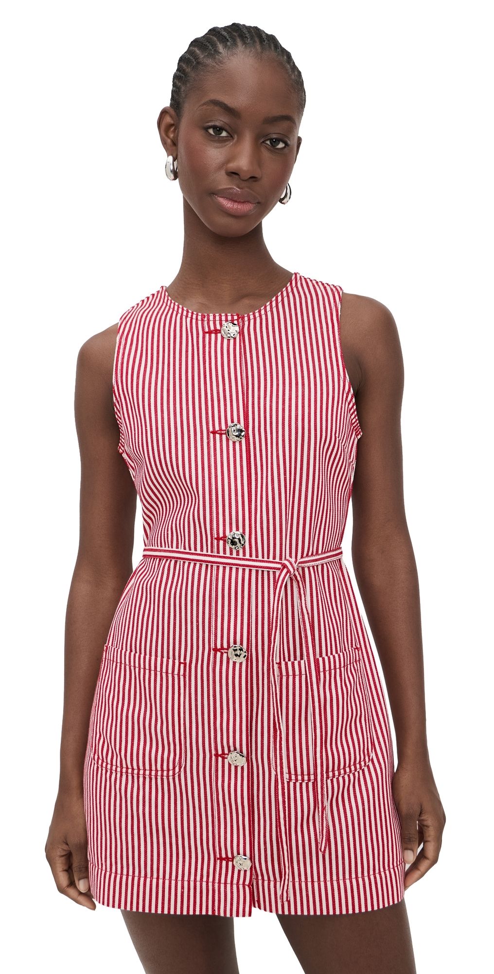 MINKPINK Freya Stripe Shift Dress Red Stripe S