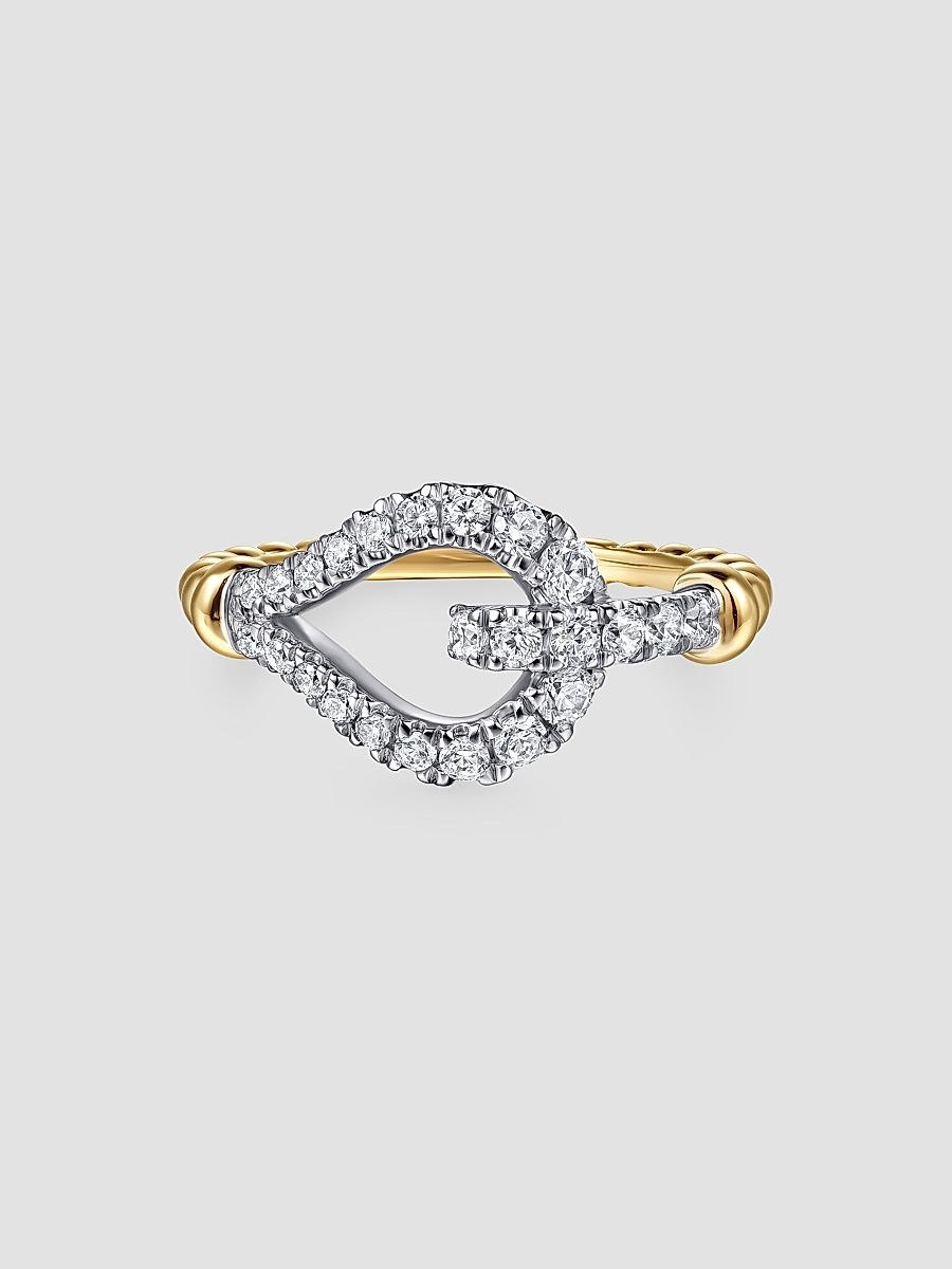 Gabriel & Co Women's Strides 14K Yellow Gold & 0.50 TCW Diamond Stirrup Ring - Yellow Gold - Size 6.5