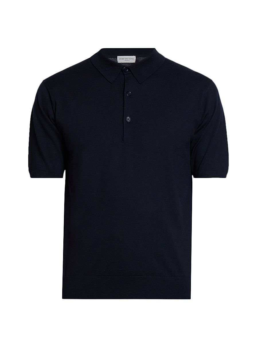 Men's Murice Merino Wool Polo Shirt - Navy - Size Medium