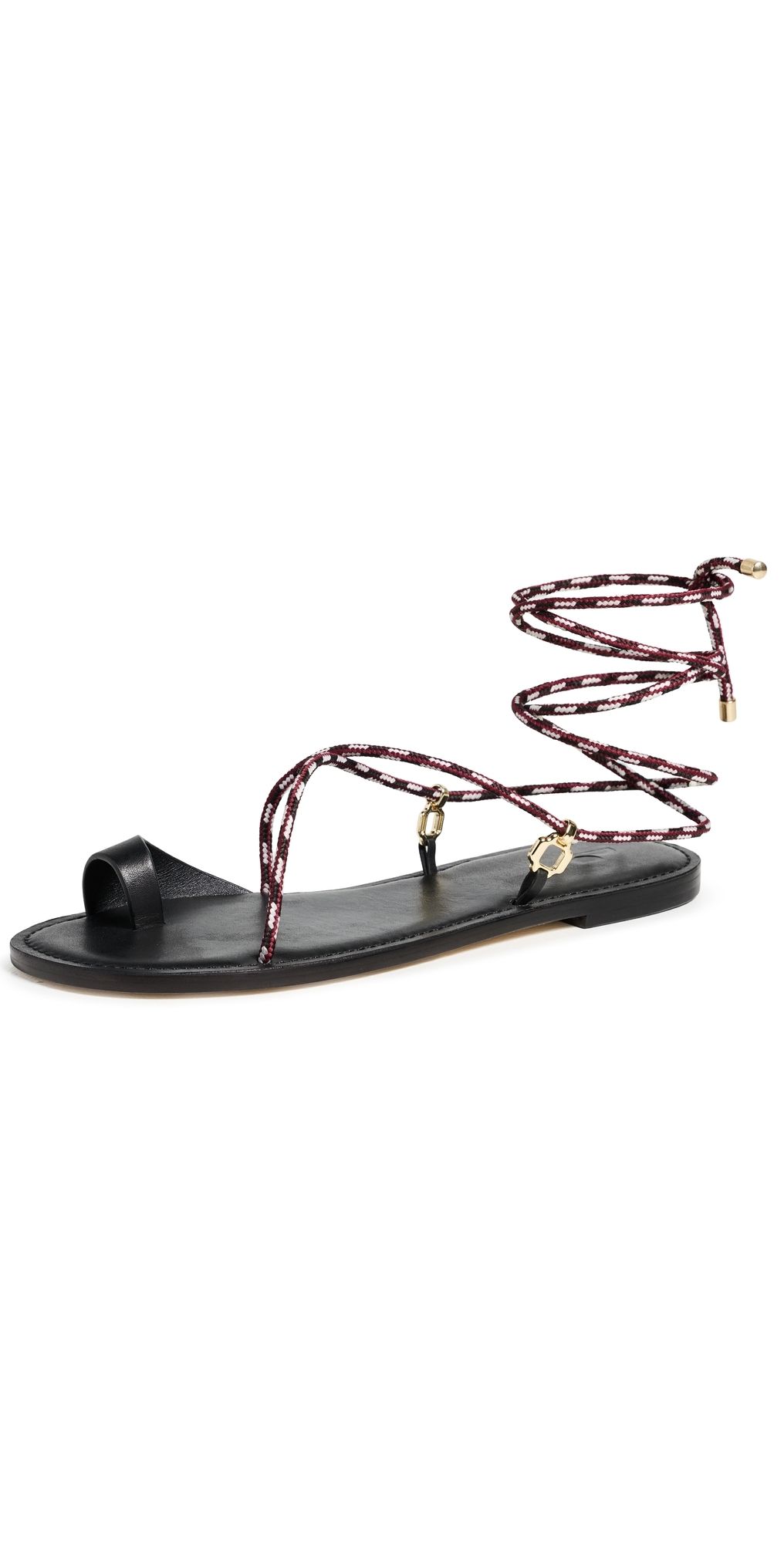 Larroudé Antibes Flat Sandals Black Leather 5