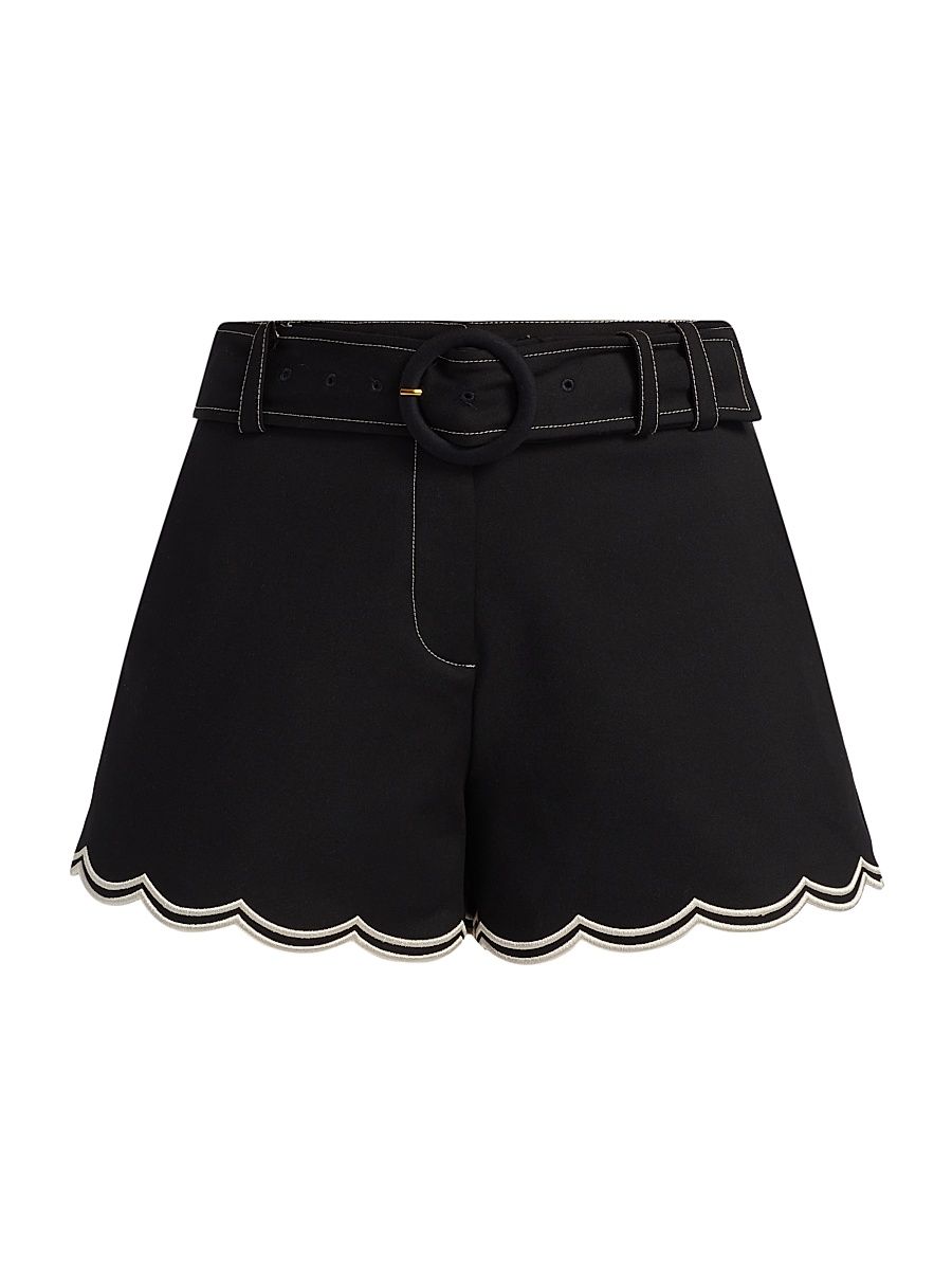 Women's Violeta Cotton-Blend Belted Shorts - Black - Size 10